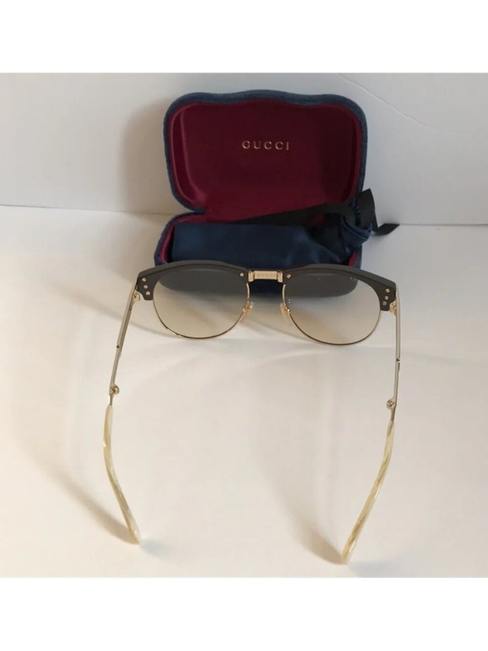 New Authentic Gucci Men's Brown and Gold  GG1107S Square Sunglasses - Picture 7 of 10